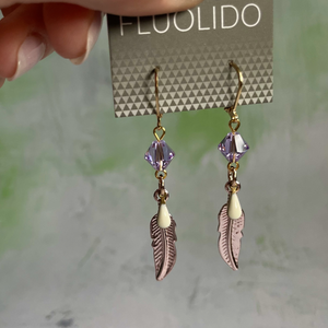 Boucles d'oreilles Plume-de-Cristal (5 couleurs)