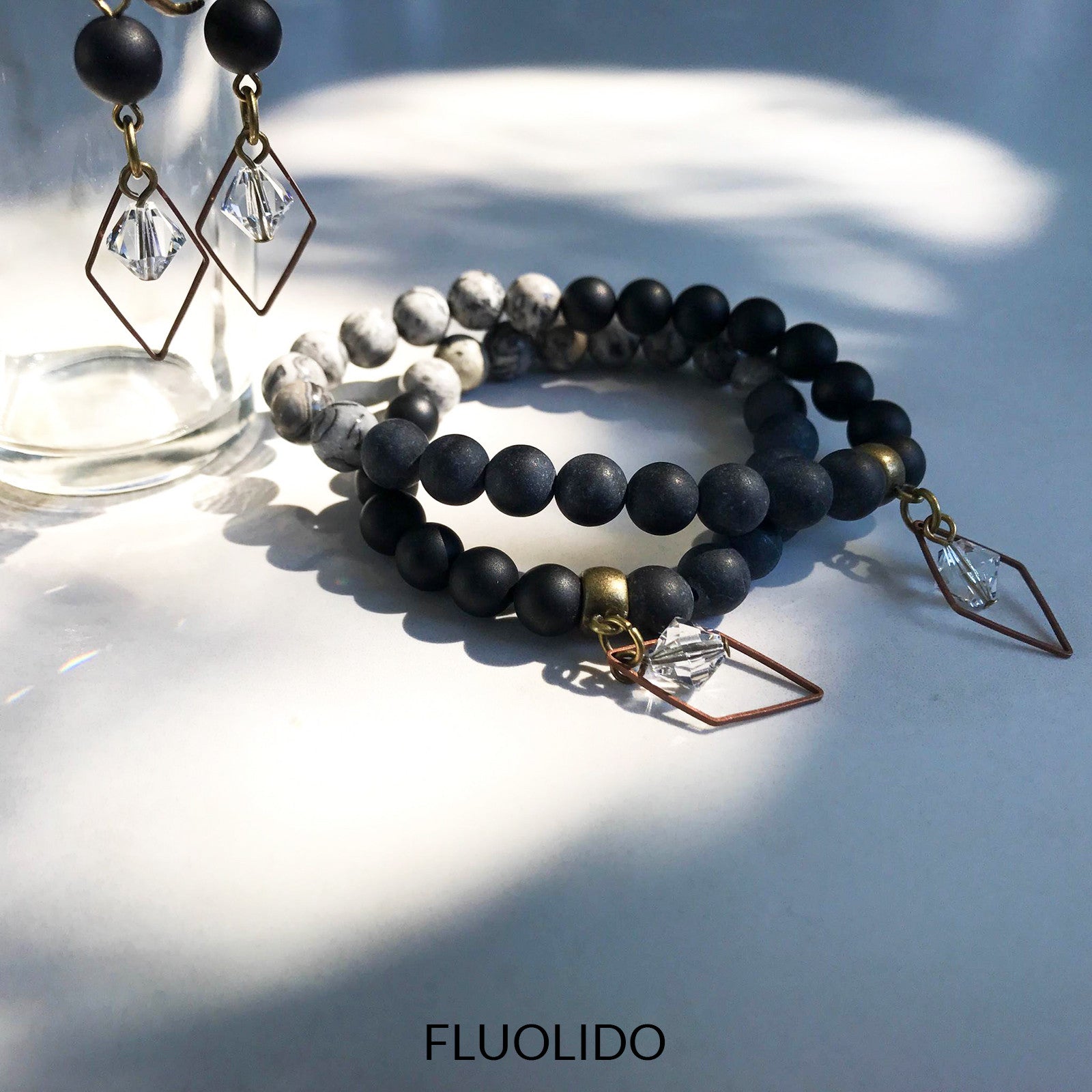 Bracelet Black Agate & Swarovski -FIN