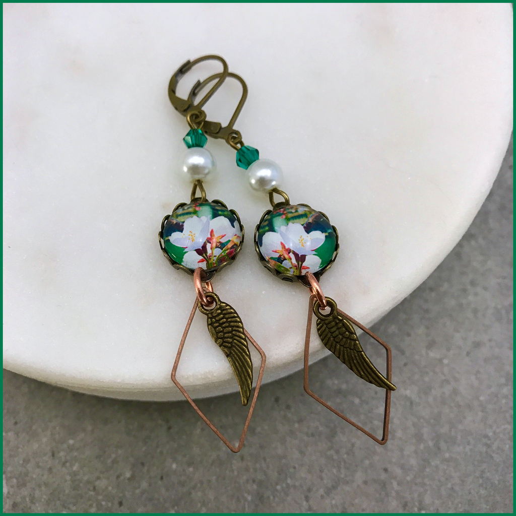 Boucles d'oreilles Vert Japon