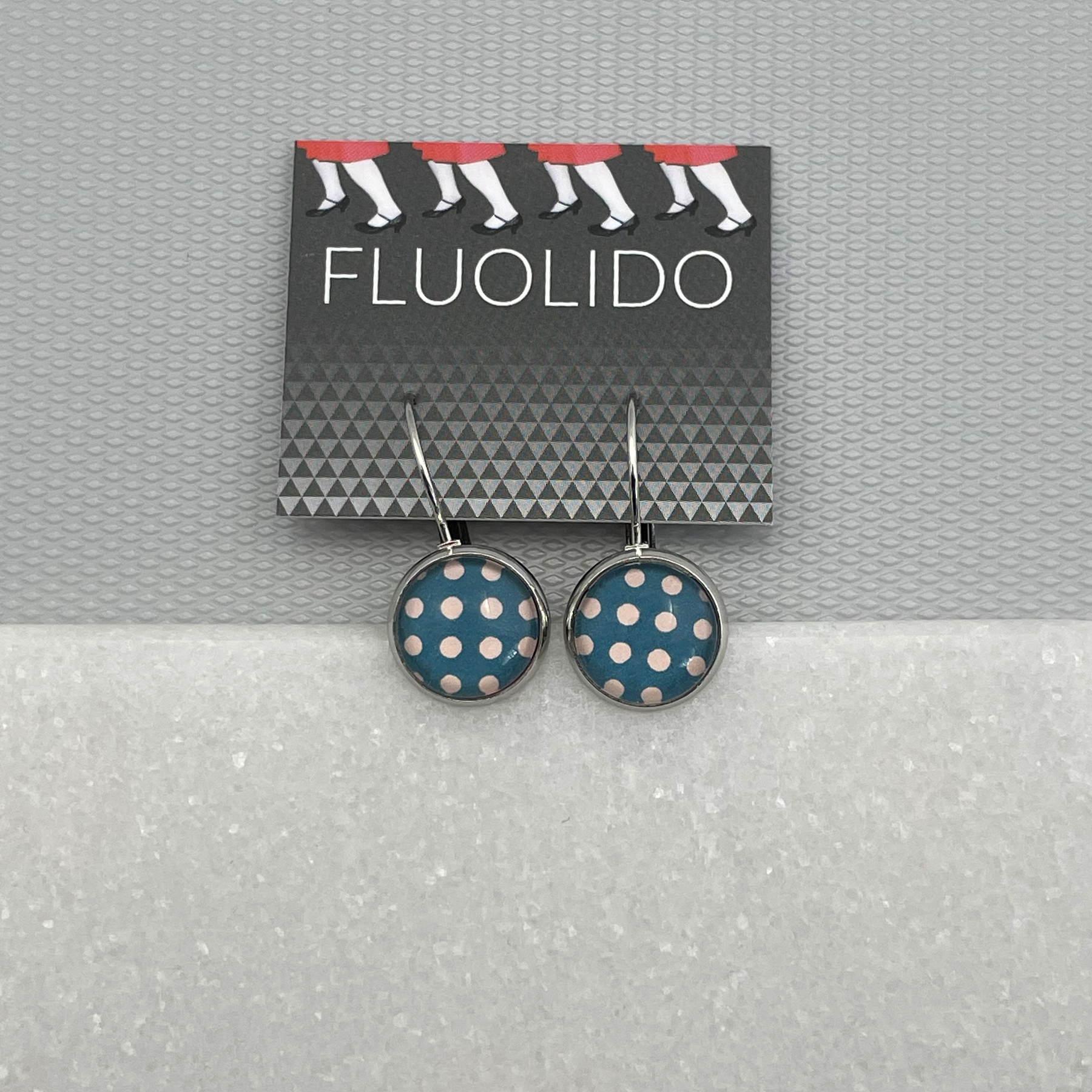 Boucles d'oreilles Pois Rose-Teal (3 modèles)