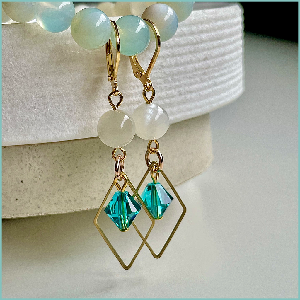 Boucles d'oreilles Satin-de-Lune Turquoise