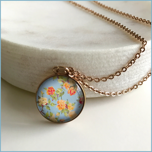 Collier court Floral vintage (rose gold ou argent)