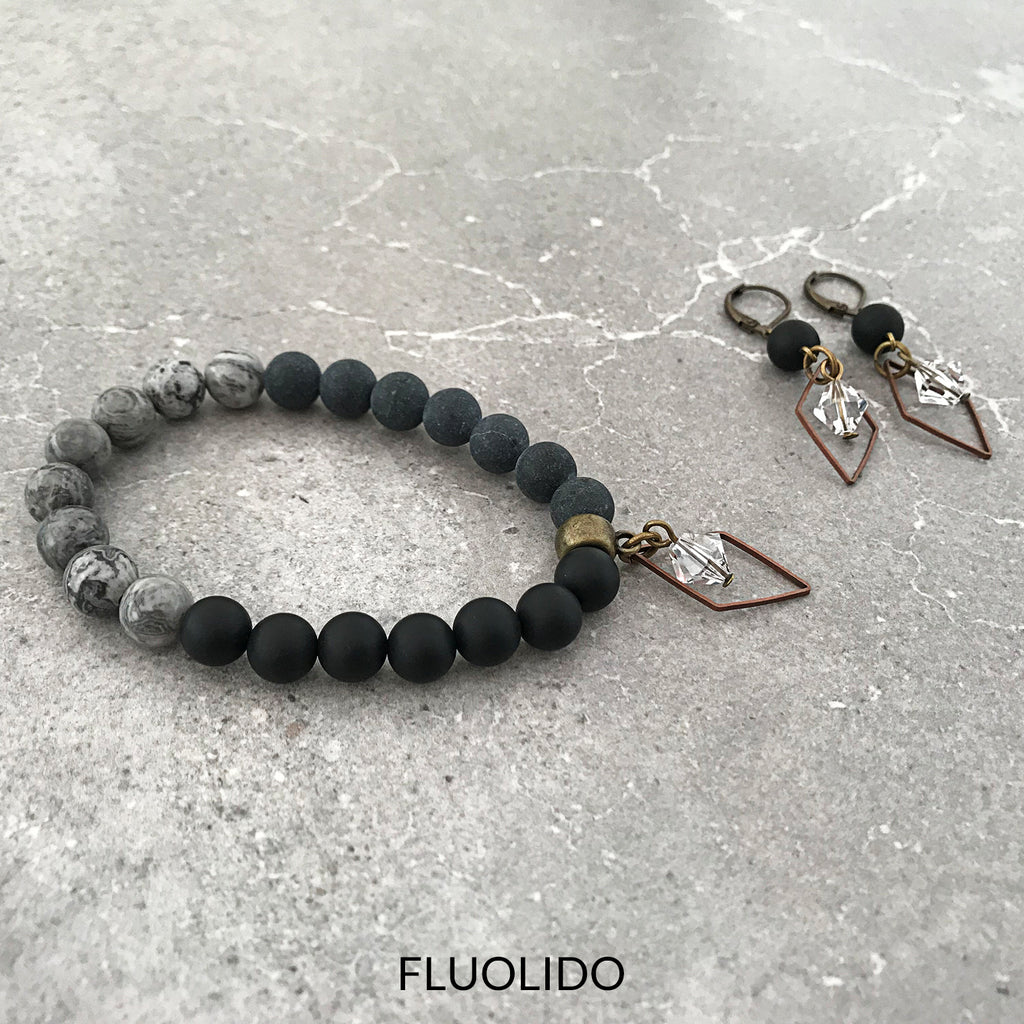 Bracelet Black Agate & Swarovski -FIN