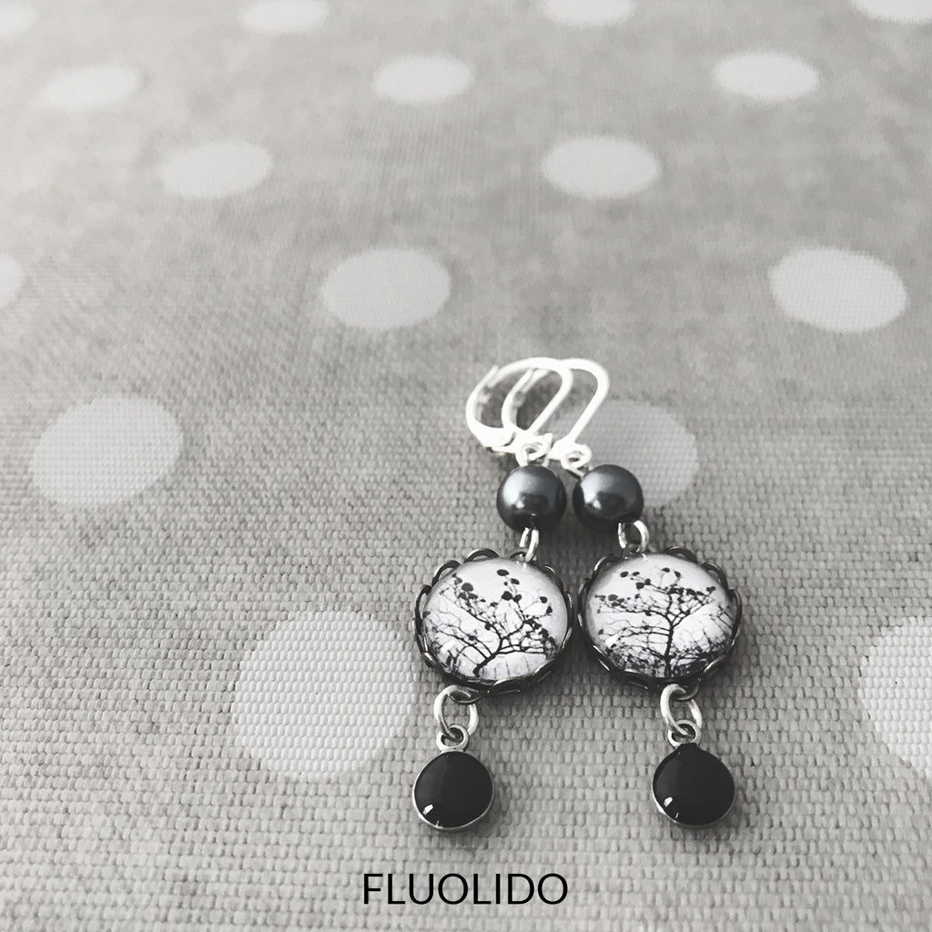 Boucles d'oreilles Arbre Noir